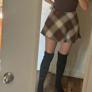 Lulu's Plaid A-Line Mini Skirt, Wool